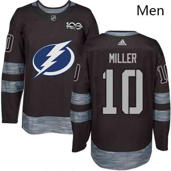 Mens Adidas Tampa Bay Lightning 10 JT Miller Authentic Black 1917 2017 100th Anniversary NHL Jerse